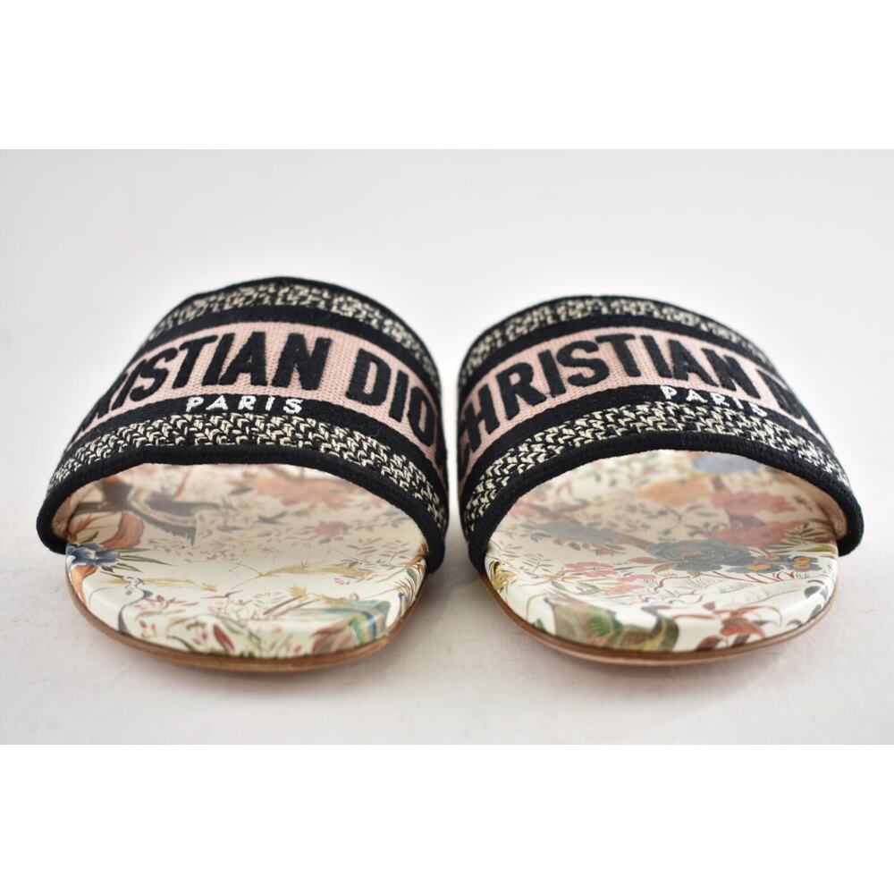 Christian Dior Dway Jardín D’ Hiver Embroidered Logo Slide Mule Flat Sandal 39 - Picture 8 of 15